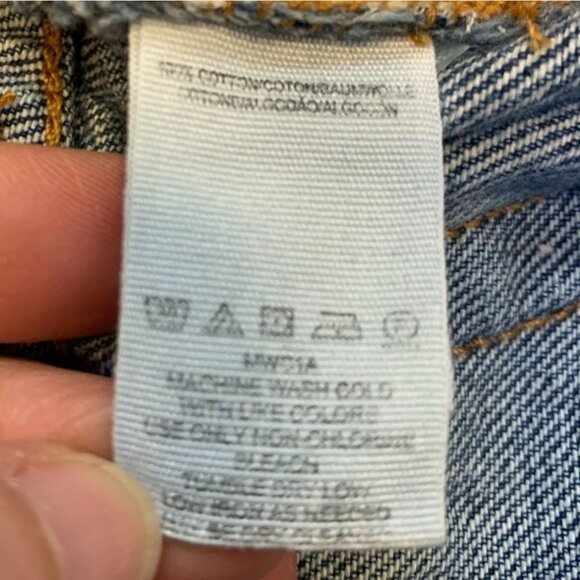 Free People Denim A-Line Mini Skirt Destructed Size 26 Blue Distressed - Picture 4 of 7